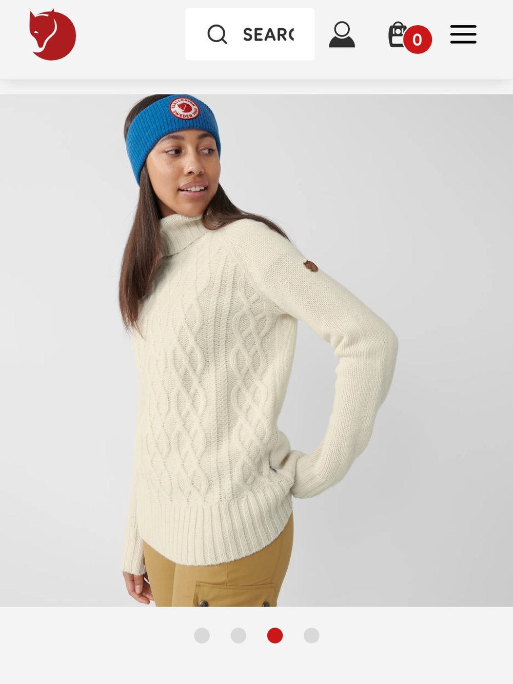 Fjallraven Blue Gray Cable Knit Sweater with Branded Tag